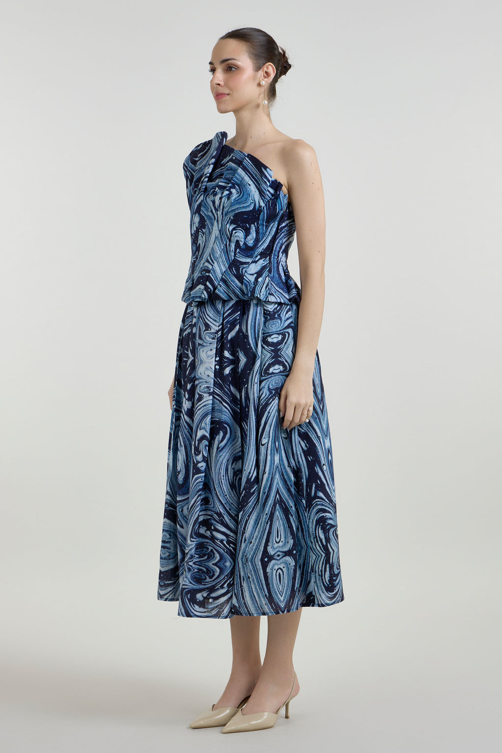 Skirt One-Shoulder Top Blue