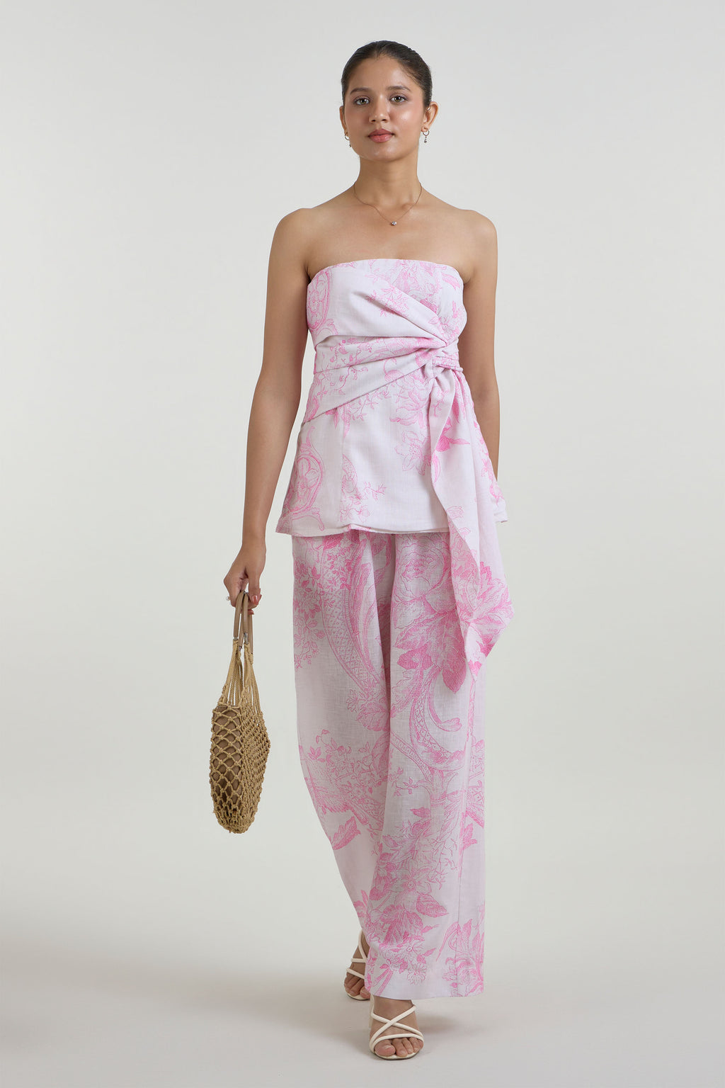 Strapless Top Pant Pink Ivory