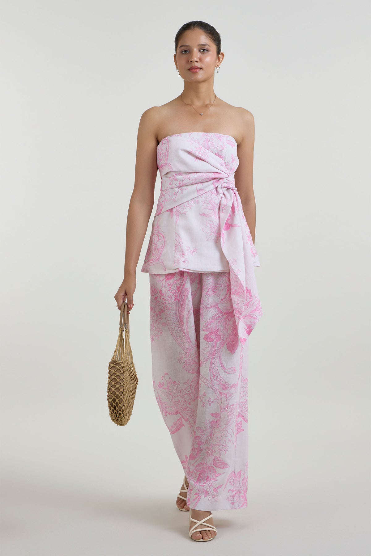Strapless Top Pant Pink Ivory