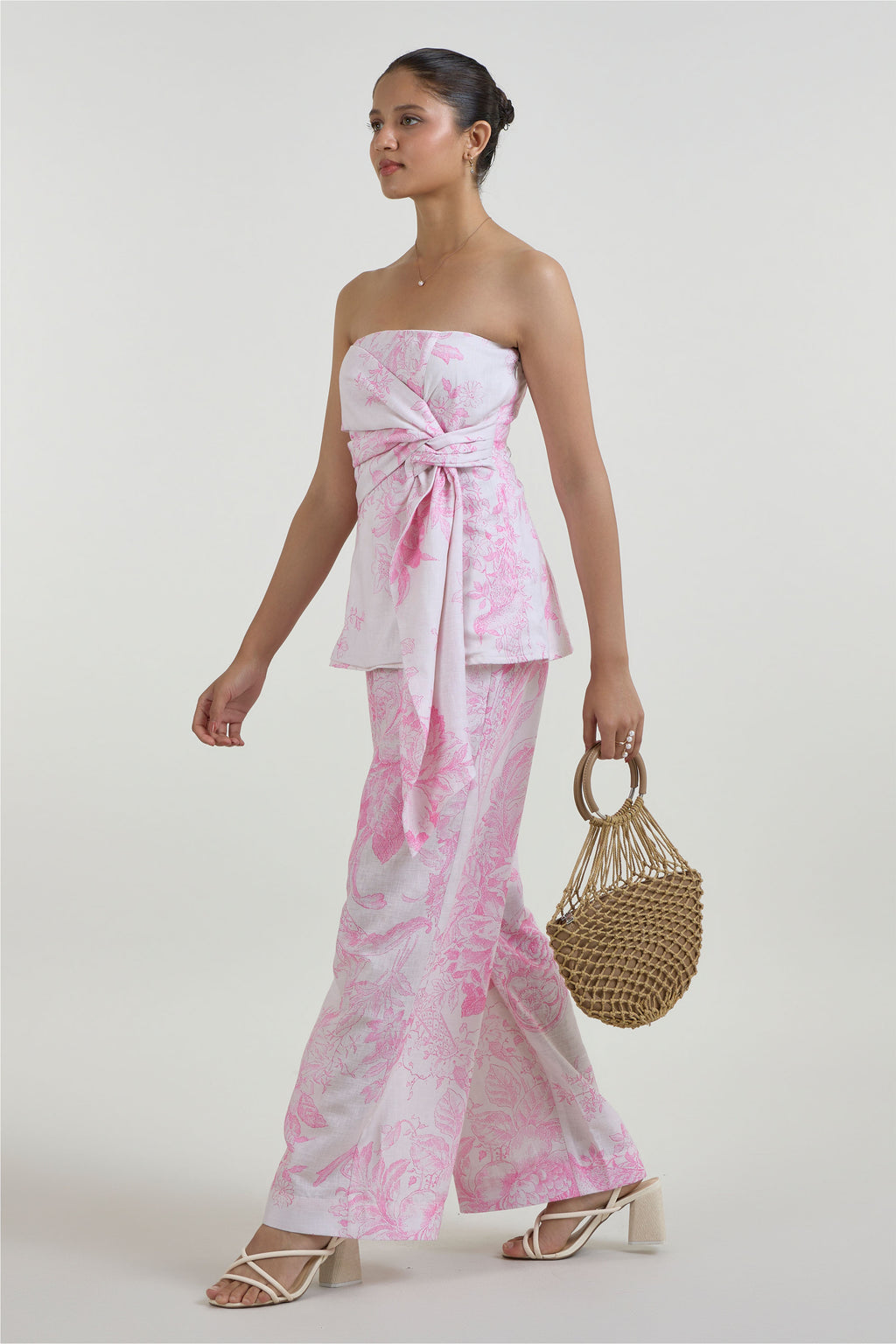 Strapless Top Pant Pink Ivory