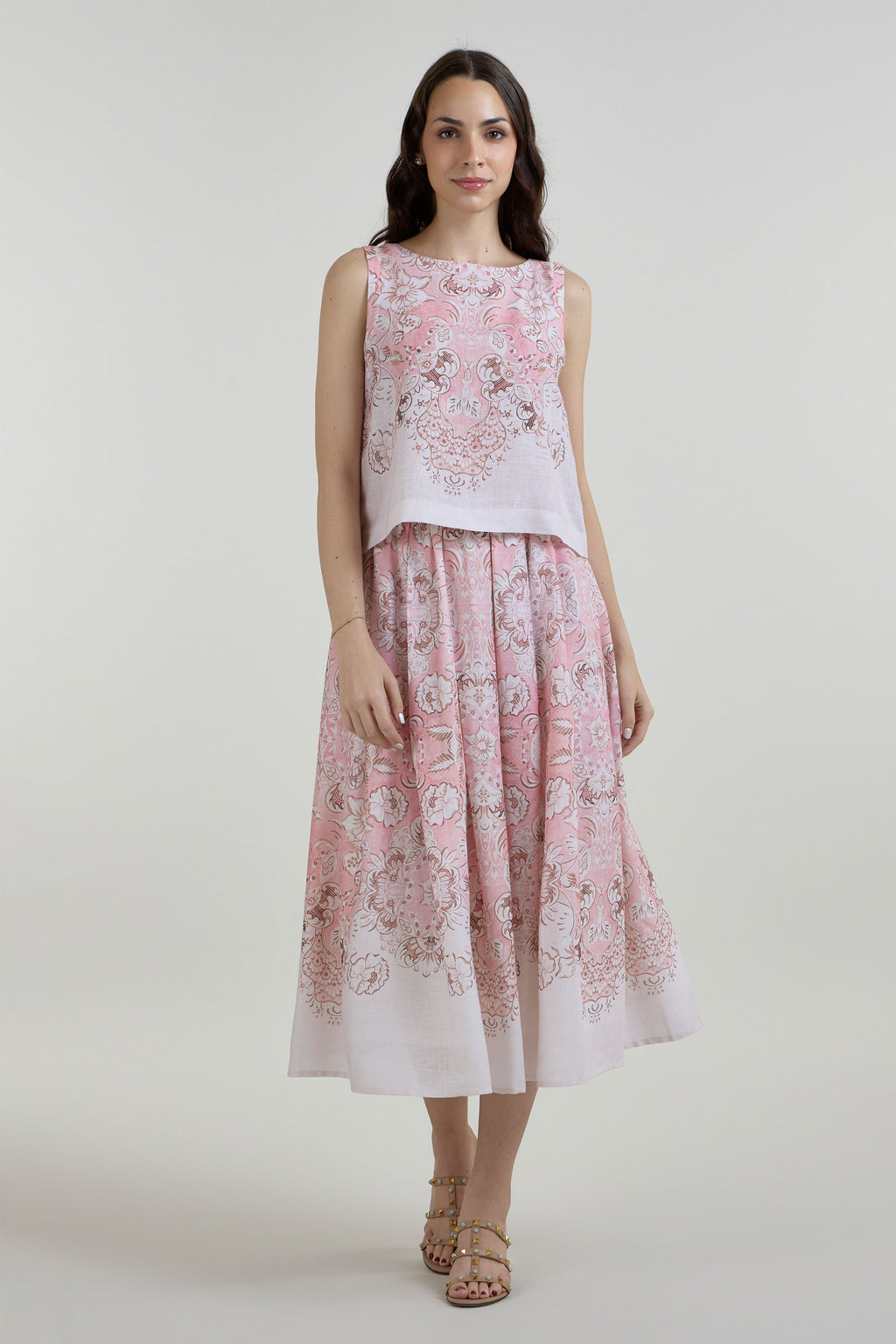 Skirt Top Pink-Brown-Ivory