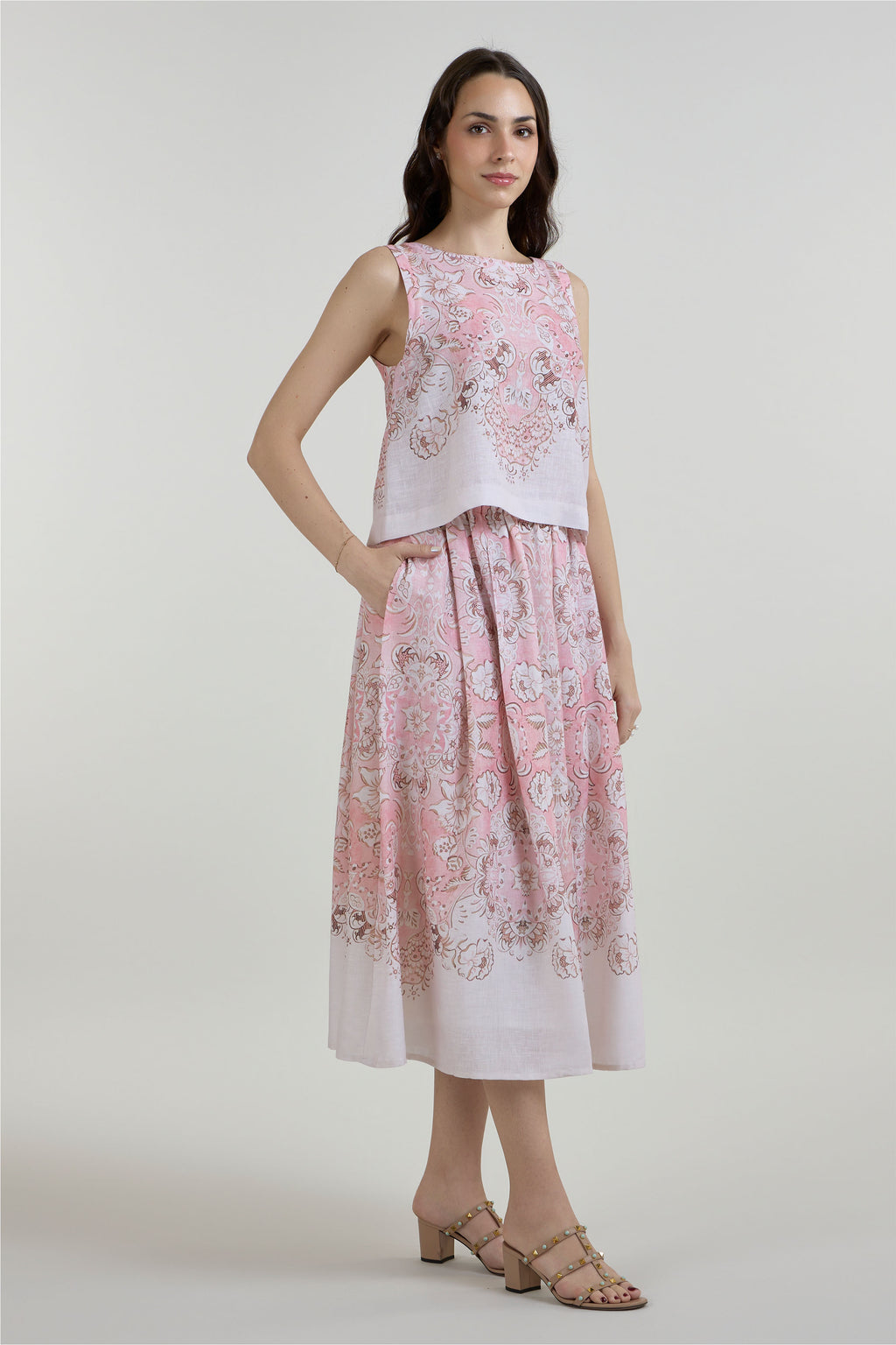 Skirt Top Pink-Brown-Ivory