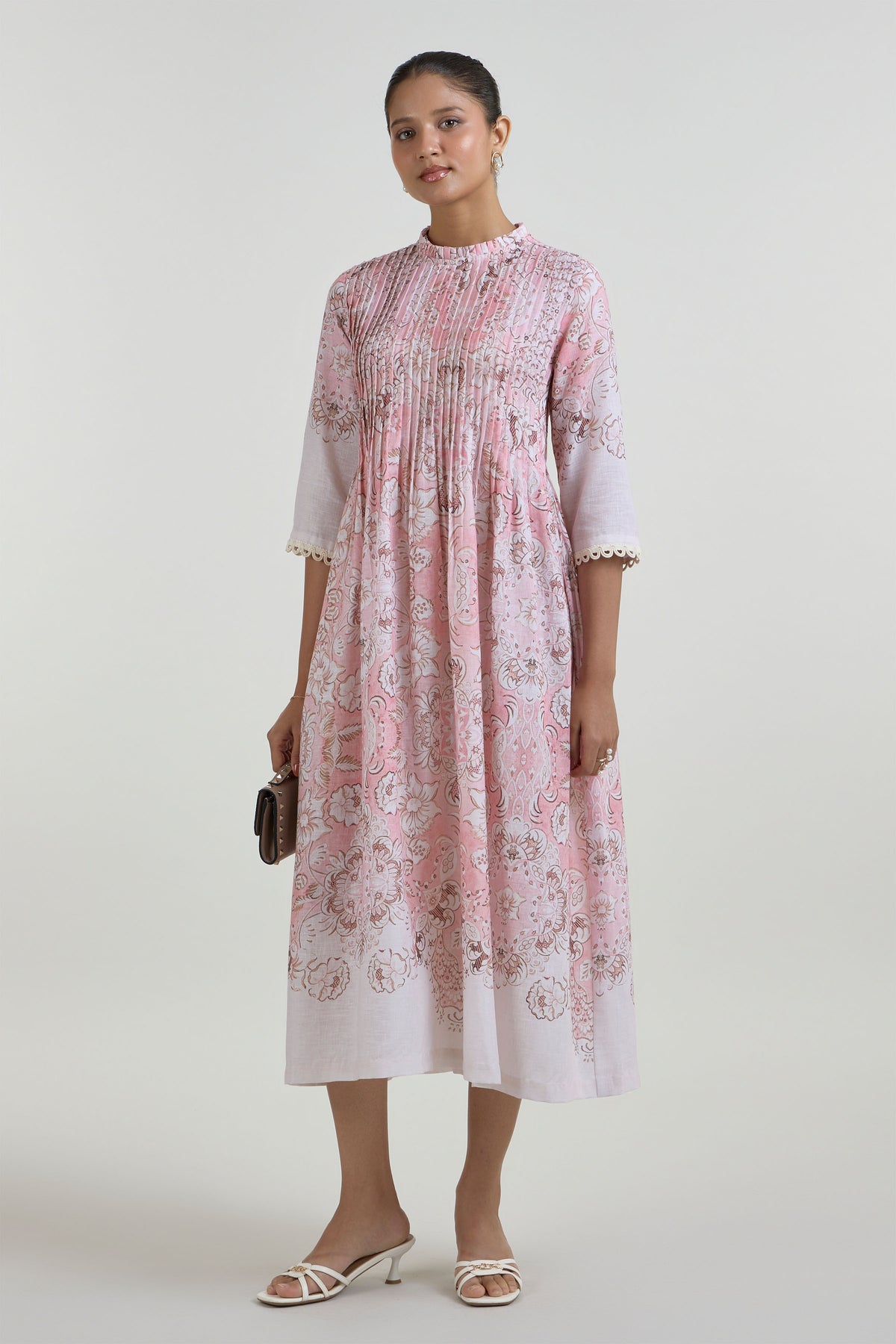 Dress Pink-Brown-Ivory