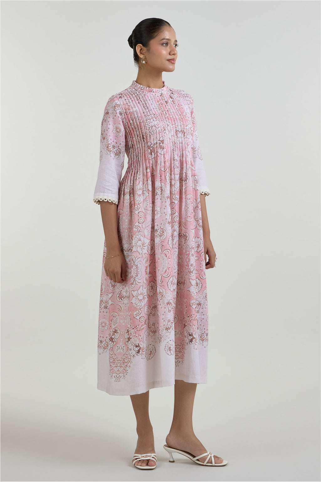 Dress Pink-Brown-Ivory