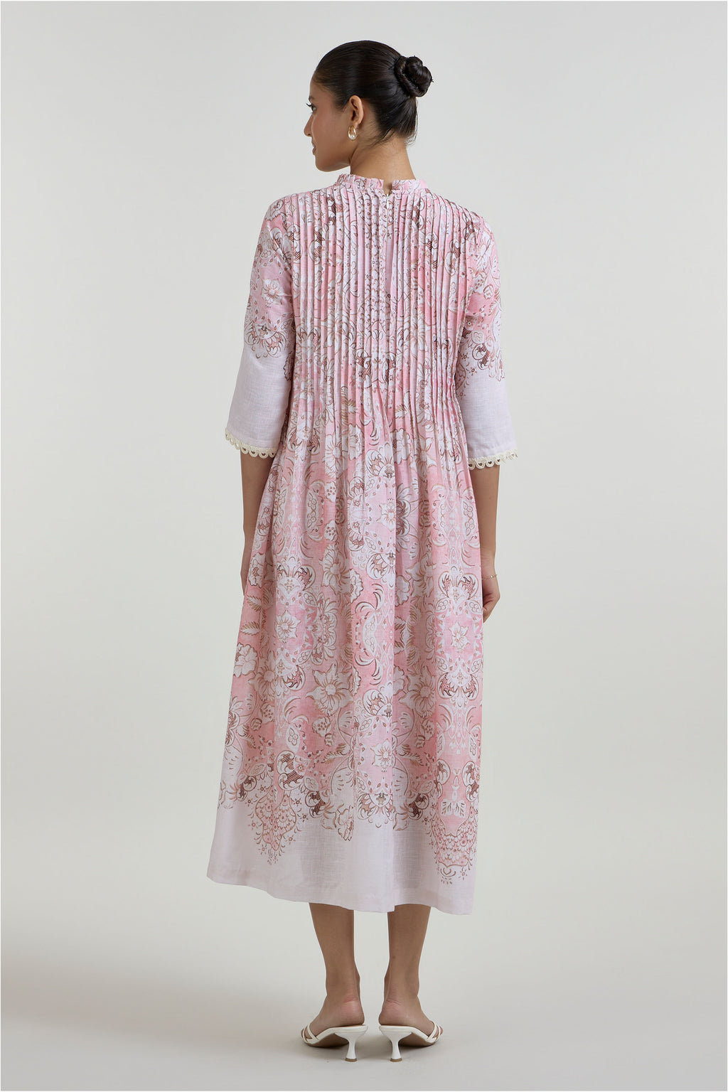 Dress Pink-Brown-Ivory