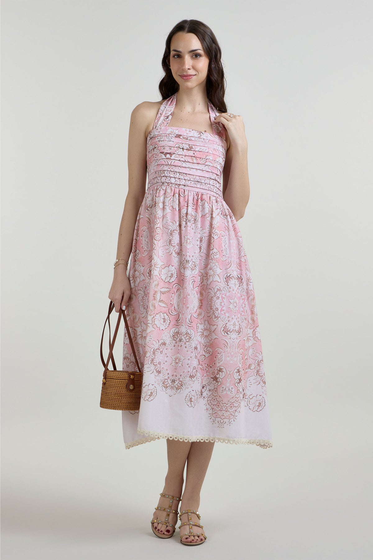 Dress Pink Brown Ivory