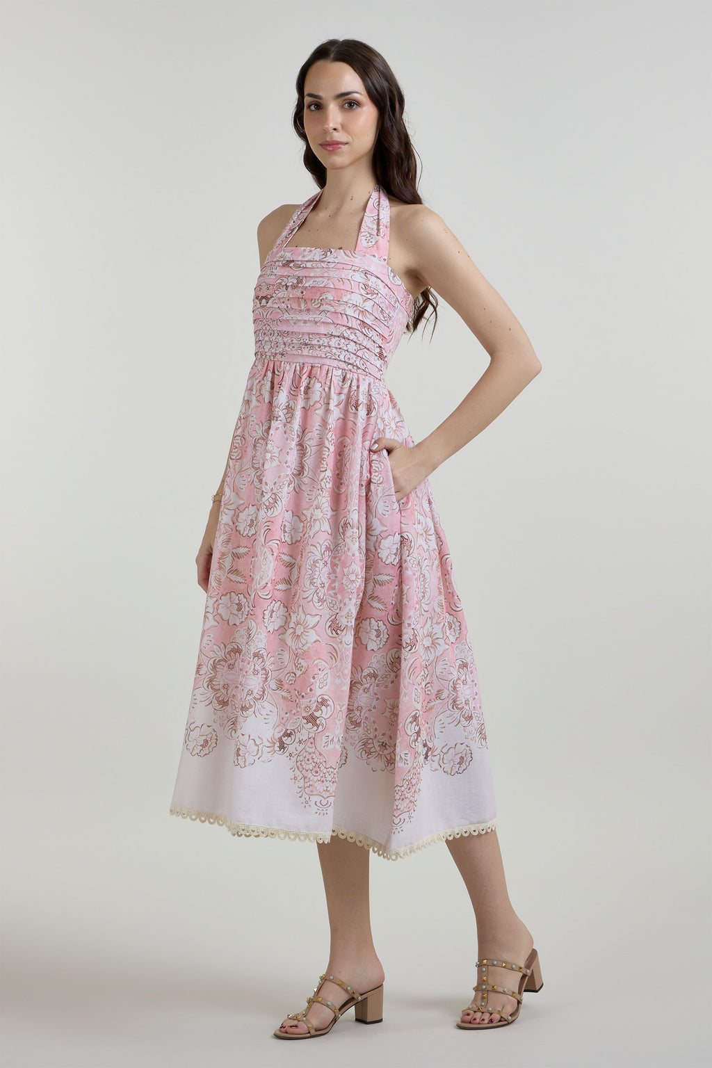 Dress Pink Brown Ivory