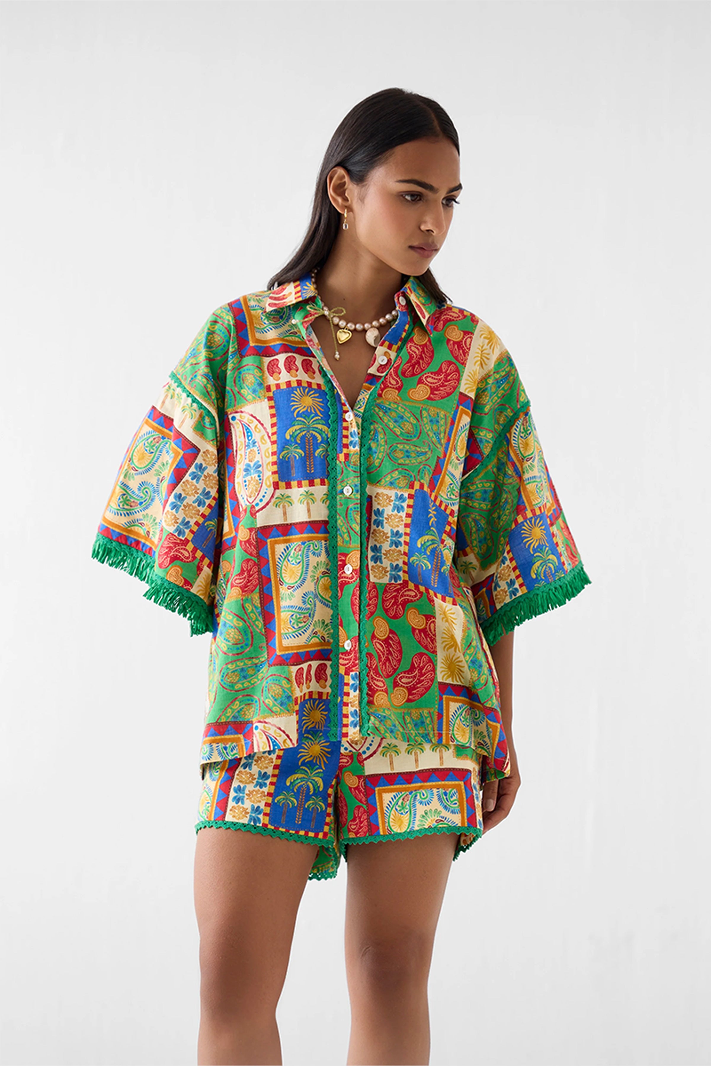 Shirt Shorts Set Multi Print