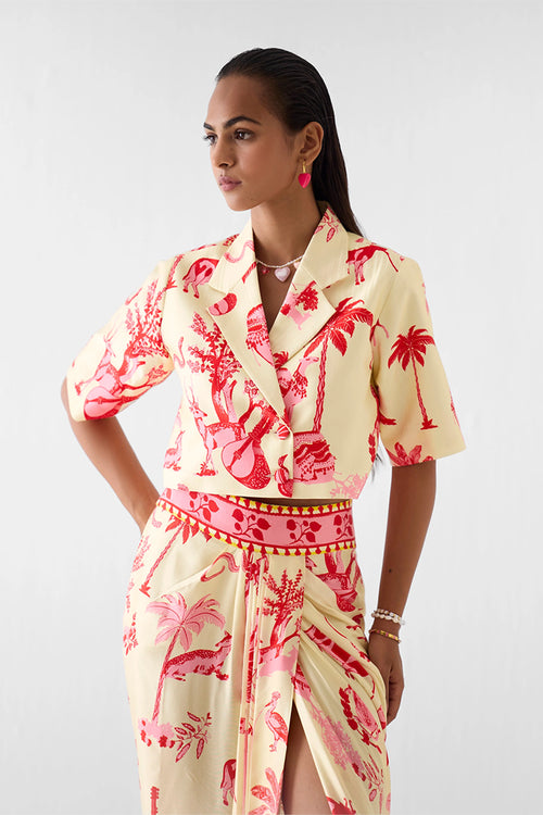 Blazer Shirt Set Cream Pink