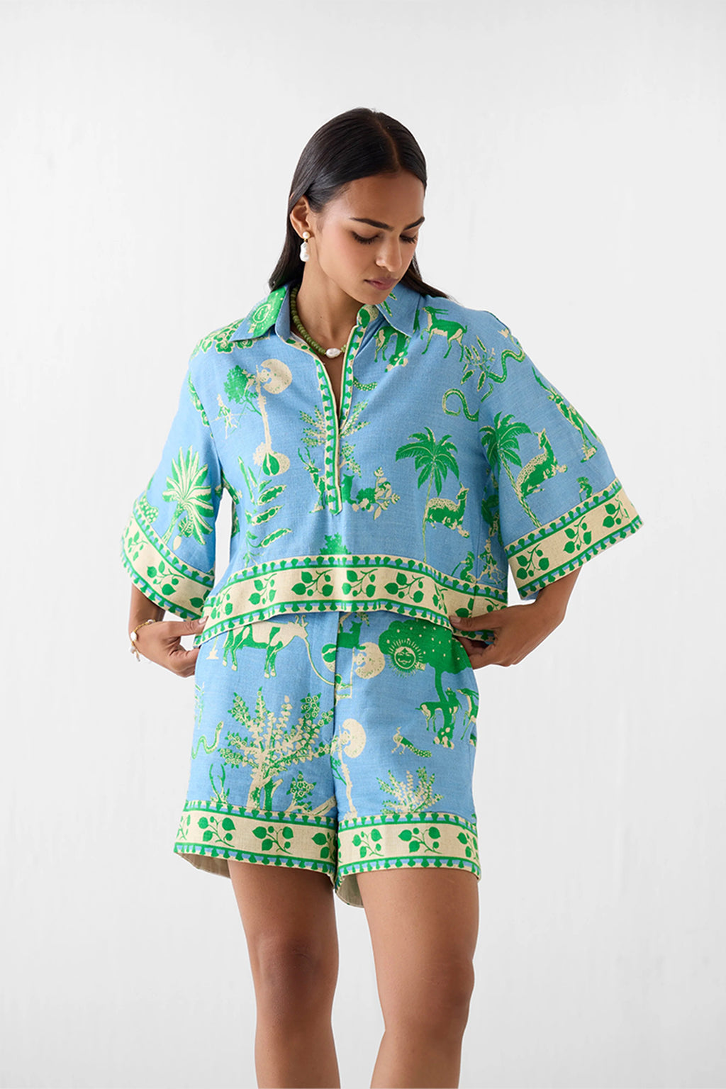 Shirt Shorts Set Blue
