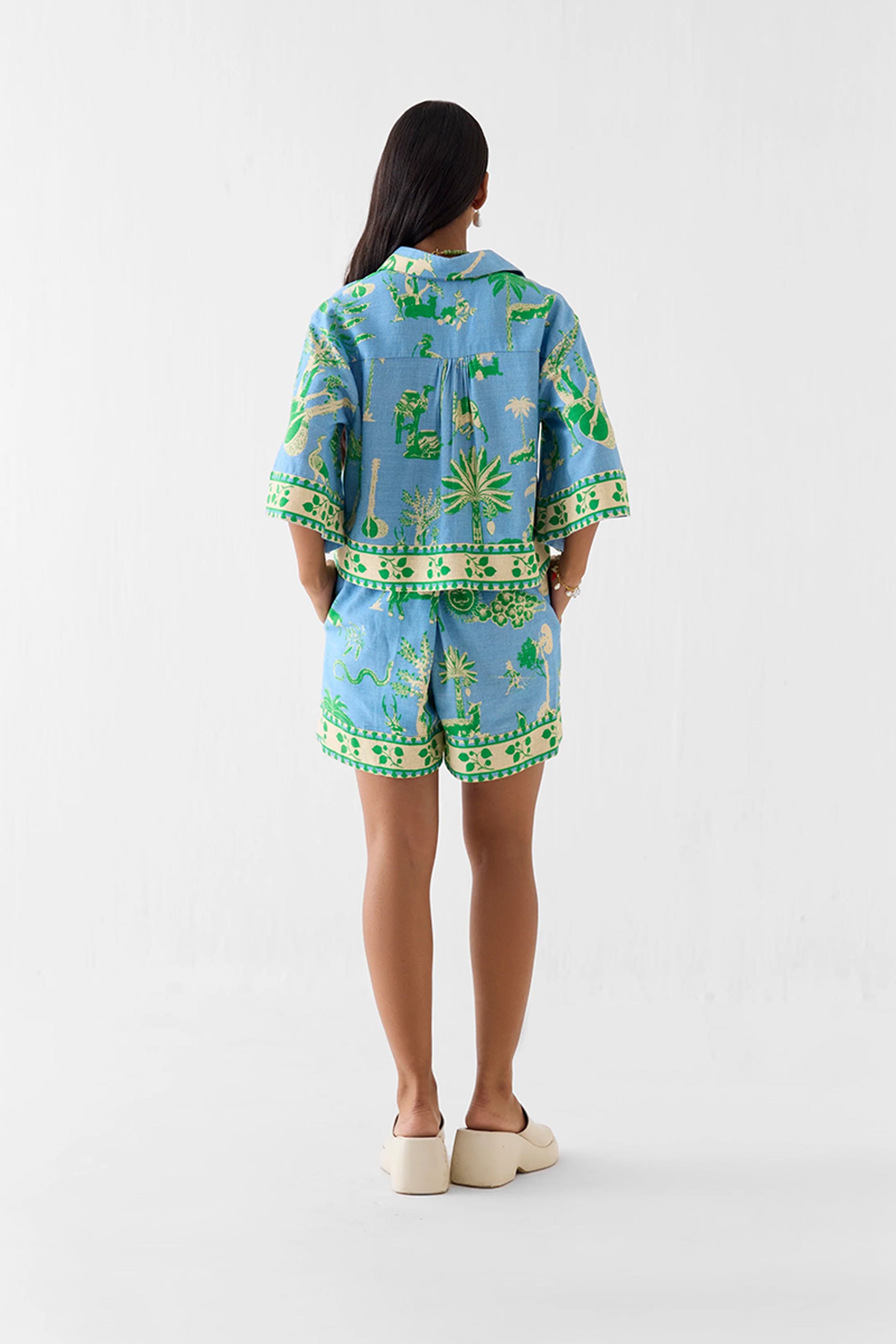Shirt Shorts Set Blue