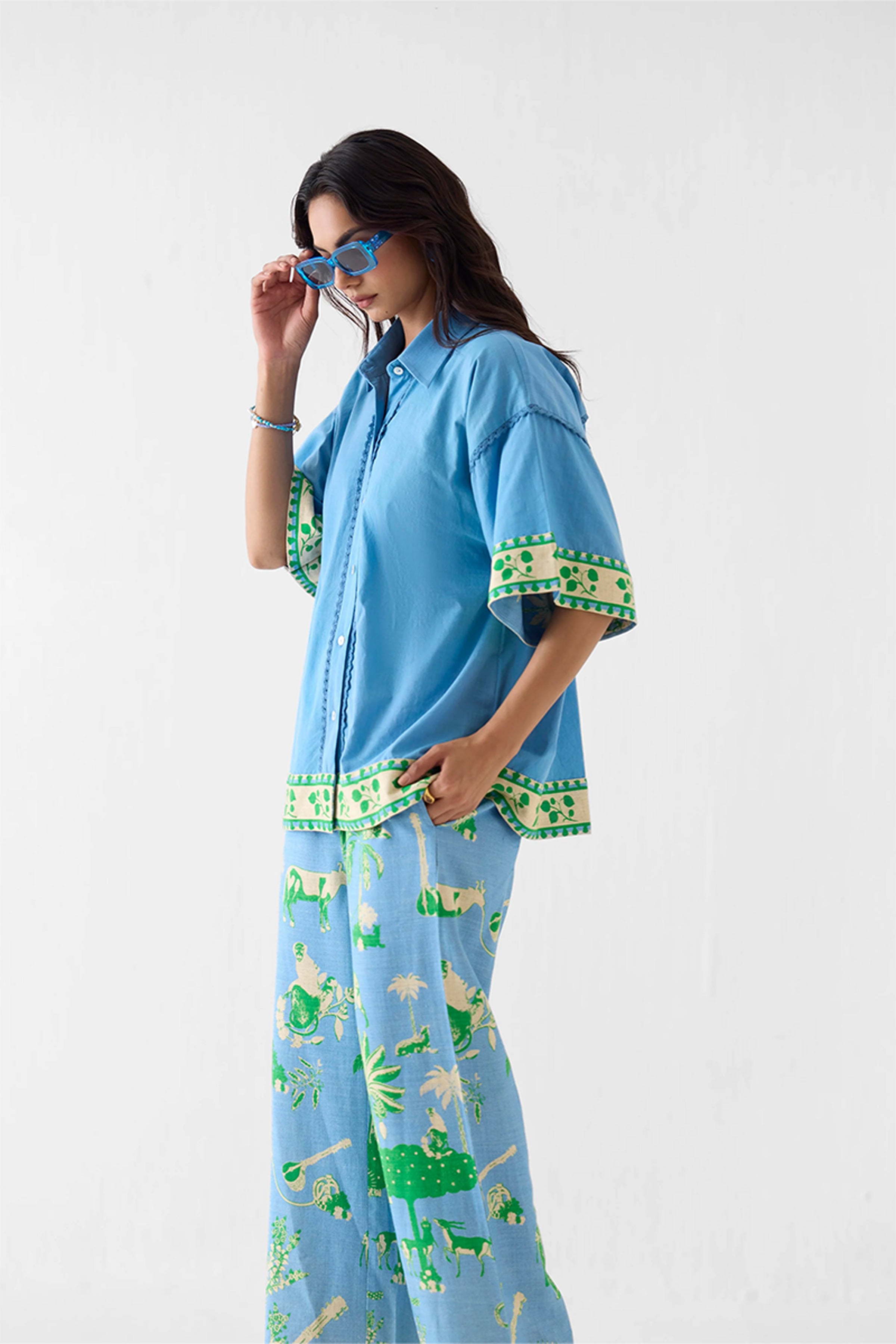 Shirt Trouser Set Blue