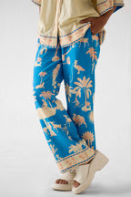 Shirt Trouser Set Blue Cream