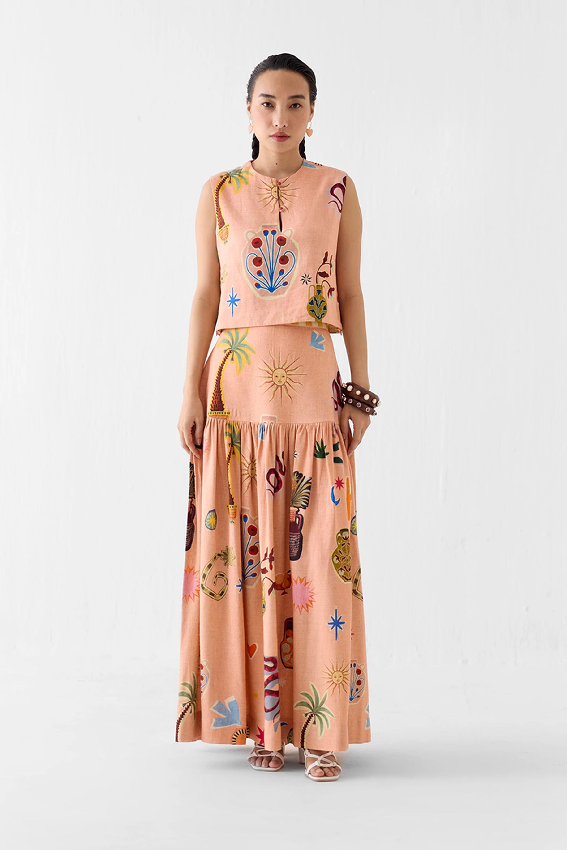 Skirt Top Set Peach