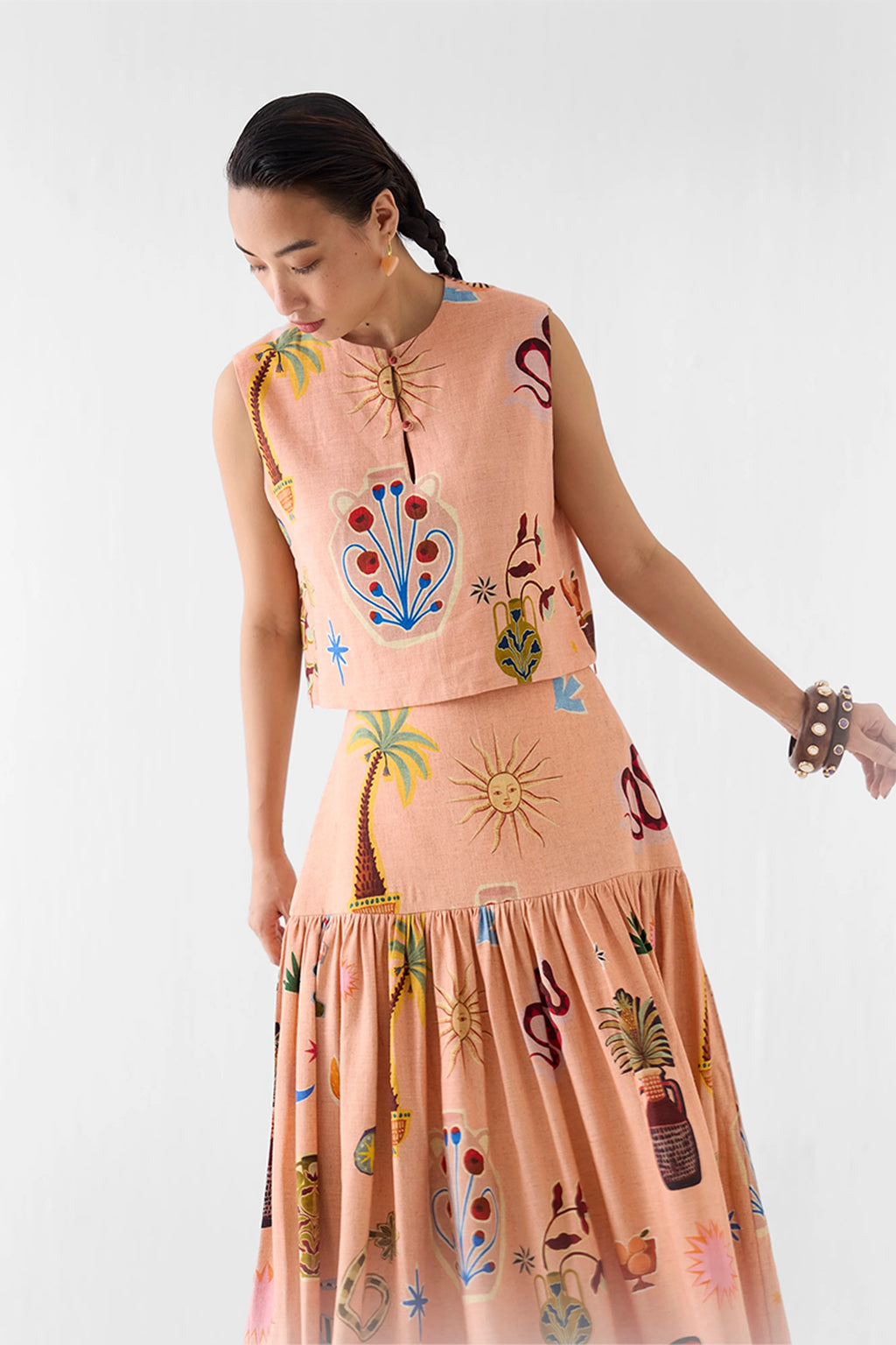 Skirt Top Set Peach