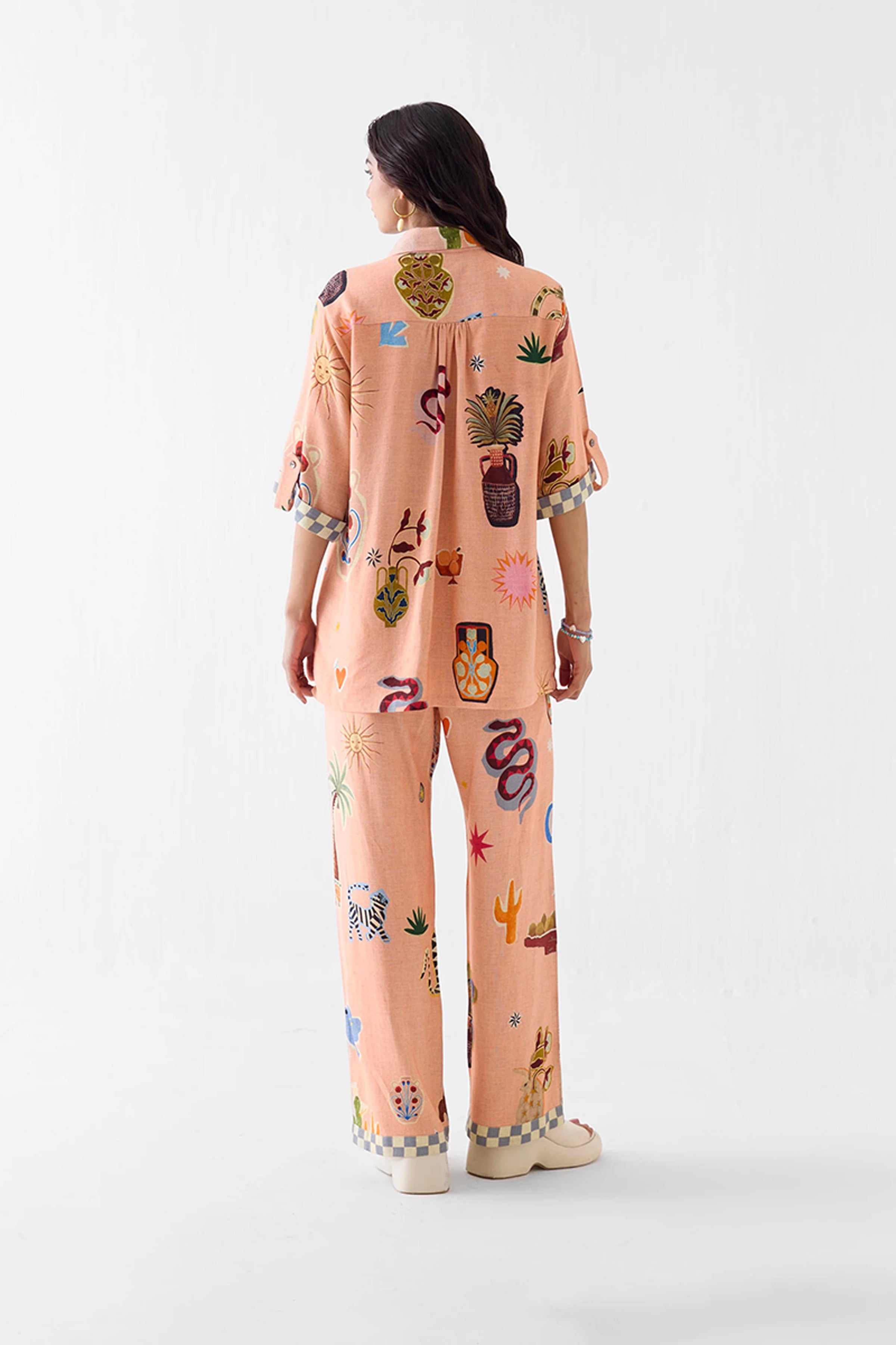 Shirt Trouser Set Peach