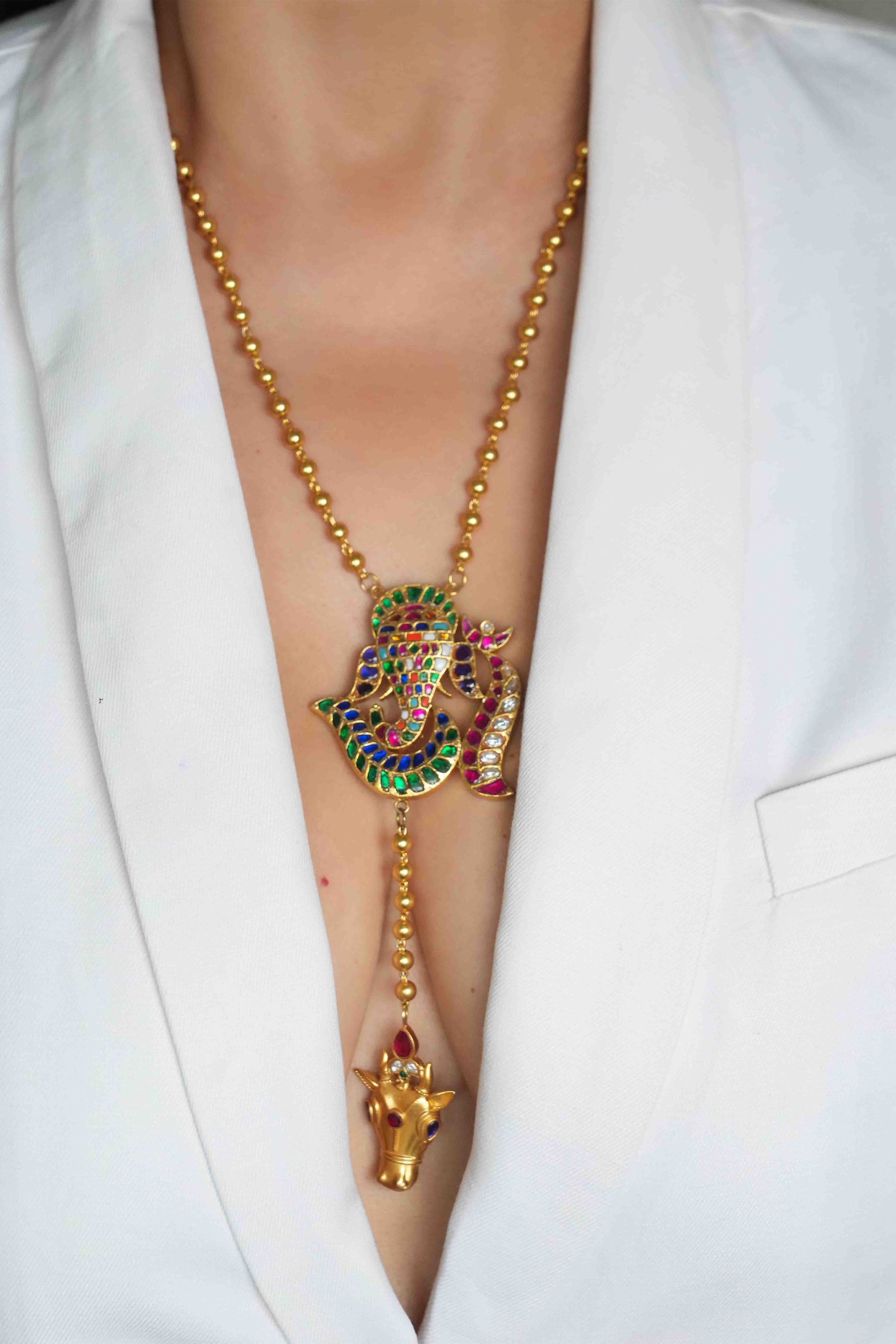 NECKLACE GOLD GREEN