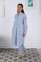 Kurta Pant Blue Pista Green Blush Pink
