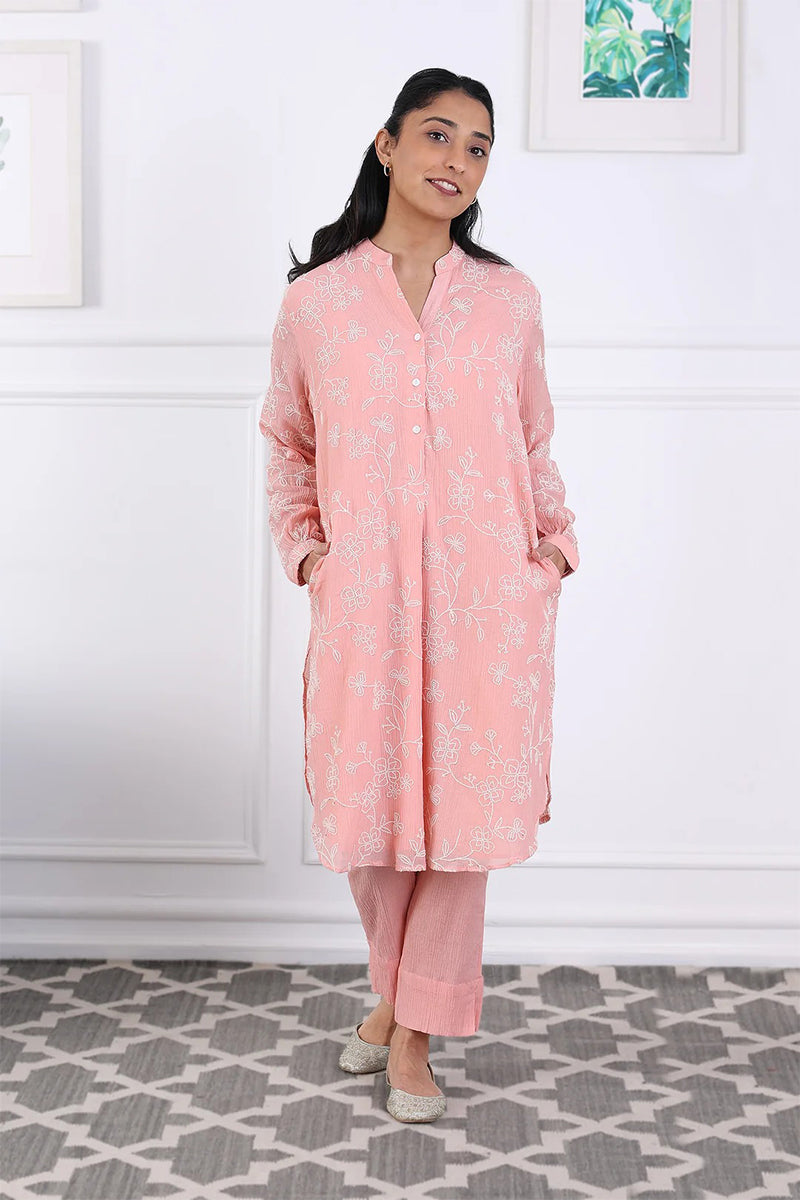 Kurta Pant Blue Pista Green Blush Pink