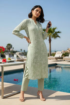 Kurta Pant Blue Pista Green Blush Pink