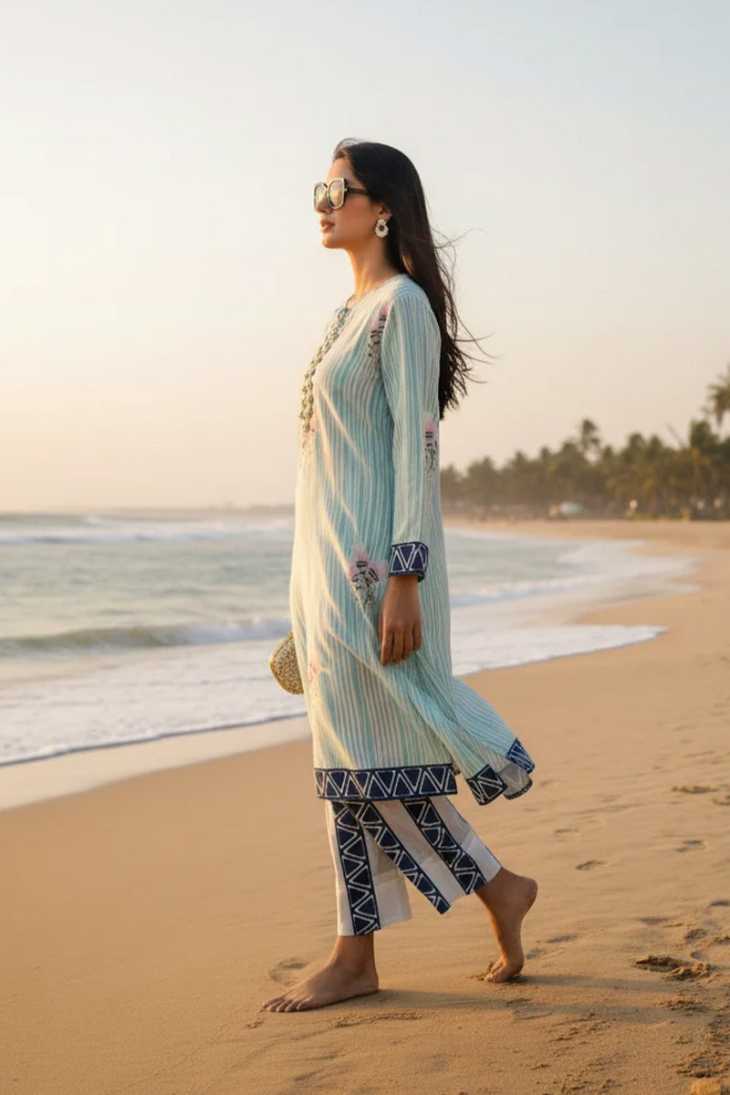 Kurta Pant Aqua Soft Pearl