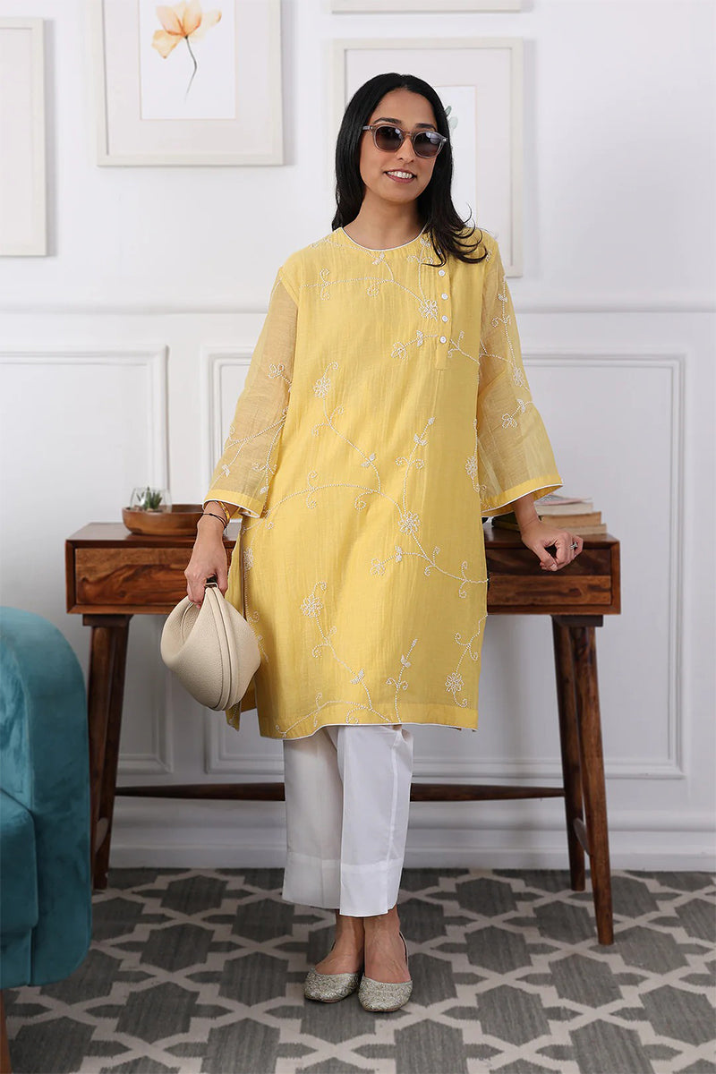 Kurta Pant Minty Blue Butter Yellow