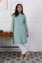 Kurta Pant Minty Blue Butter Yellow