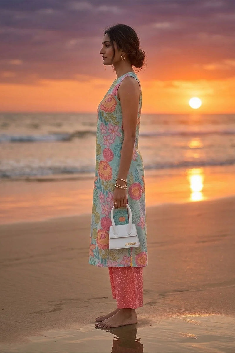 Kurta Pant Blossom Flower Powder