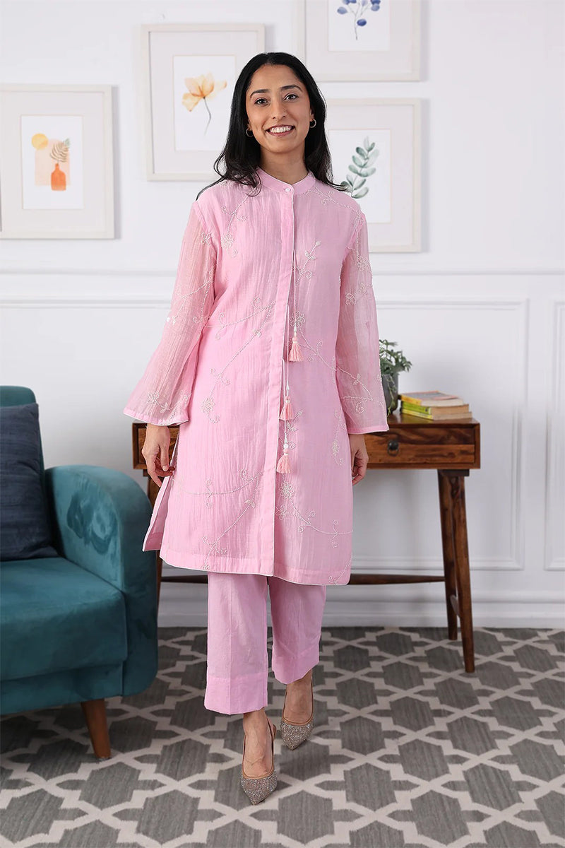 Kurta Pant Slip Soft Pink