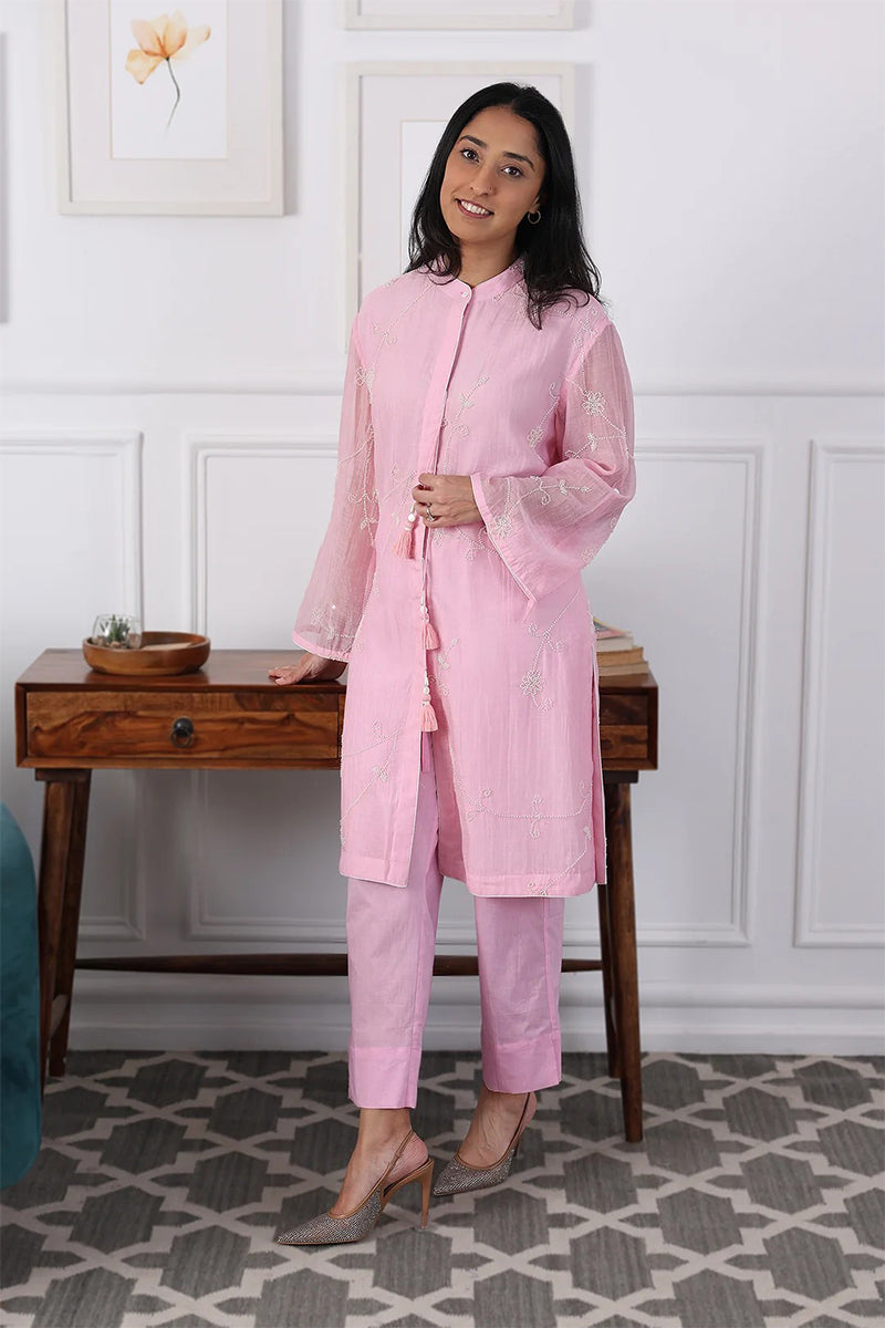 Kurta Pant Slip Soft Pink