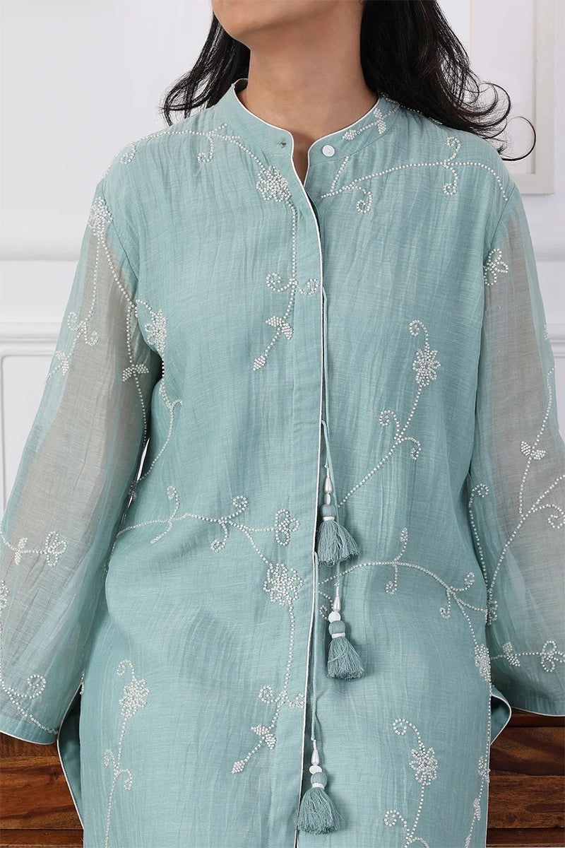 Kurta Pant Minty Blue Butter Yellow