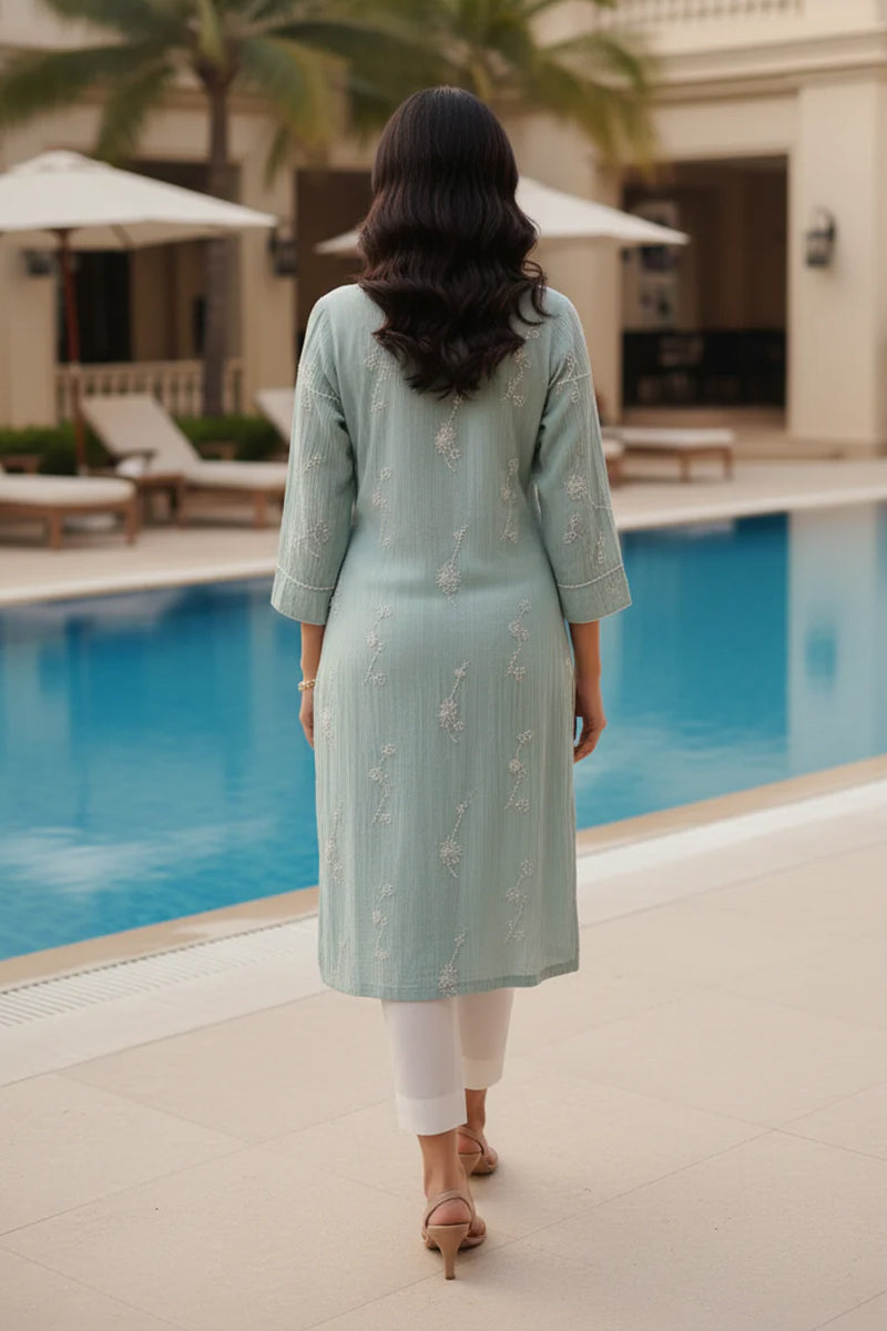 Kurta Pant Minty Blue Butter Yellow