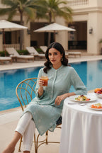 Kurta Pant Minty Blue Butter Yellow