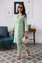 Kurta Pant Lime Mauve Turquoise