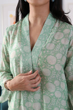 Kurta Pant Lime Mauve Turquoise