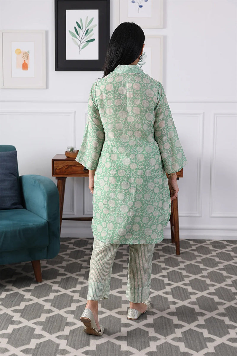 Kurta Pant Lime Mauve Turquoise