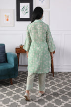 Kurta Pant Lime Mauve Turquoise
