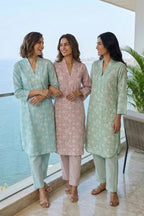 Kurta Pant Lime Mauve Turquoise