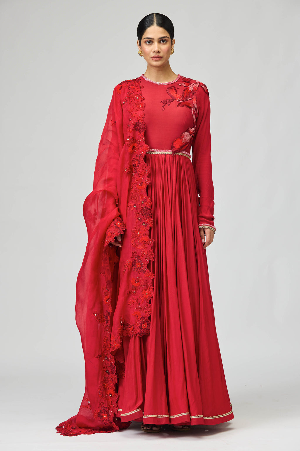 Anarkali Dupatta Red