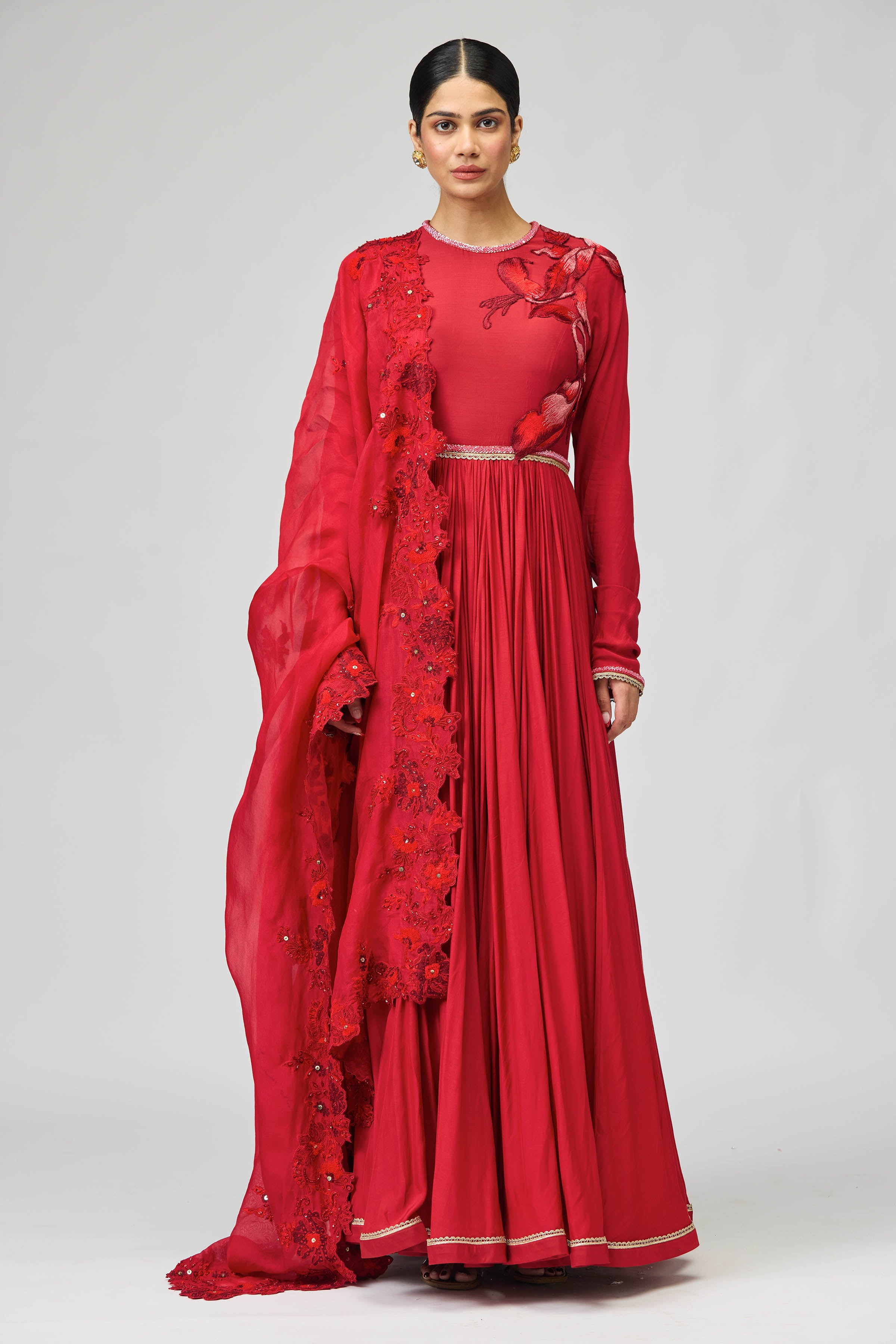 Anarkali Dupatta Red