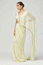 Draped Saree Blouse Mint Green