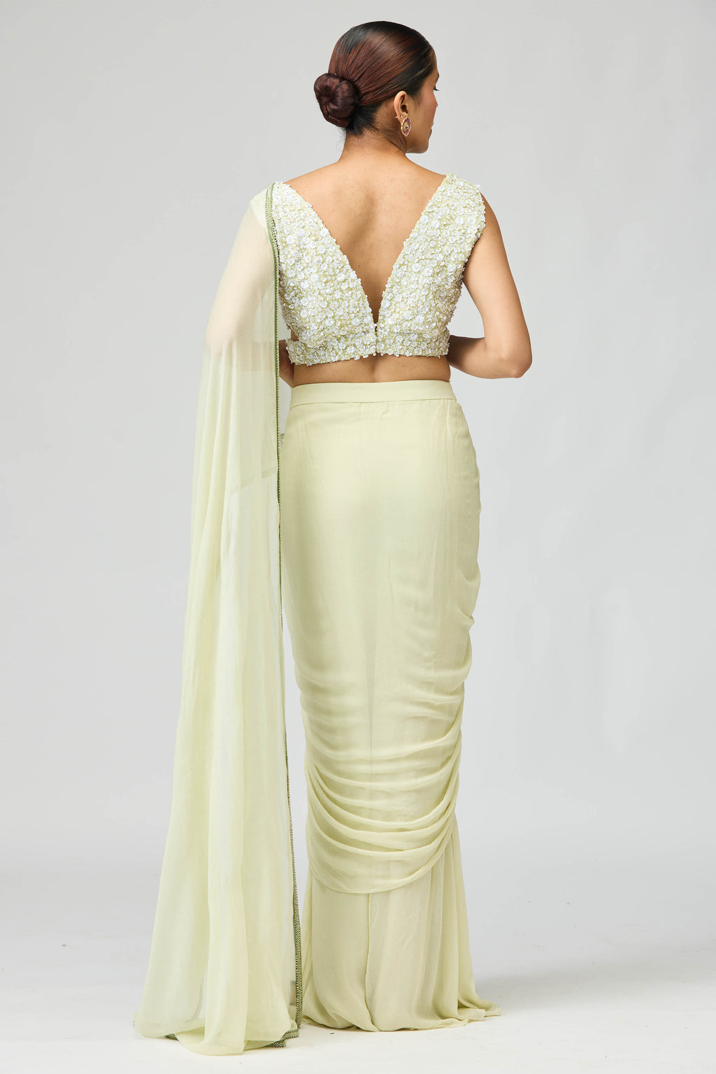 Draped Saree Blouse Mint Green