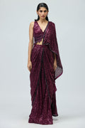 Draped Saree Blouse Dark Purple