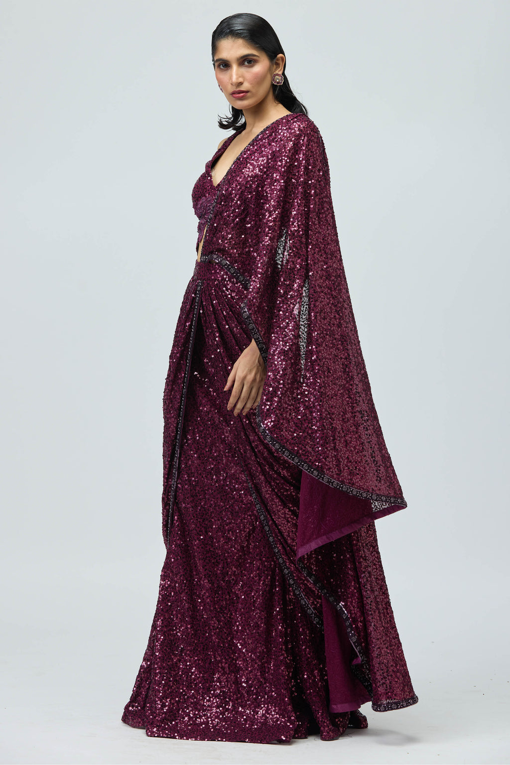 Draped Saree Blouse Dark Purple