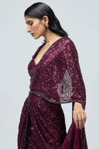 Draped Saree Blouse Dark Purple