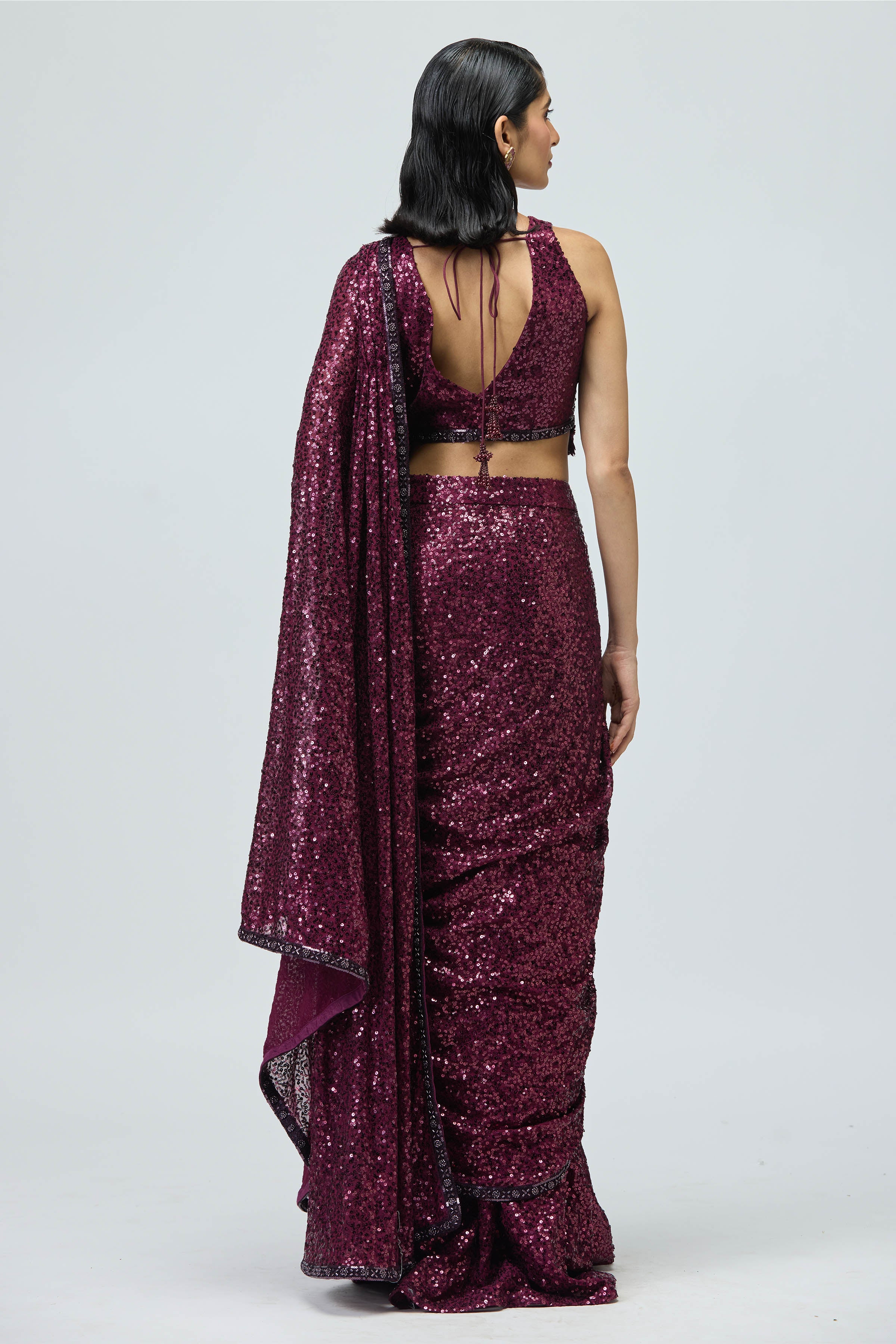 Draped Saree Blouse Dark Purple
