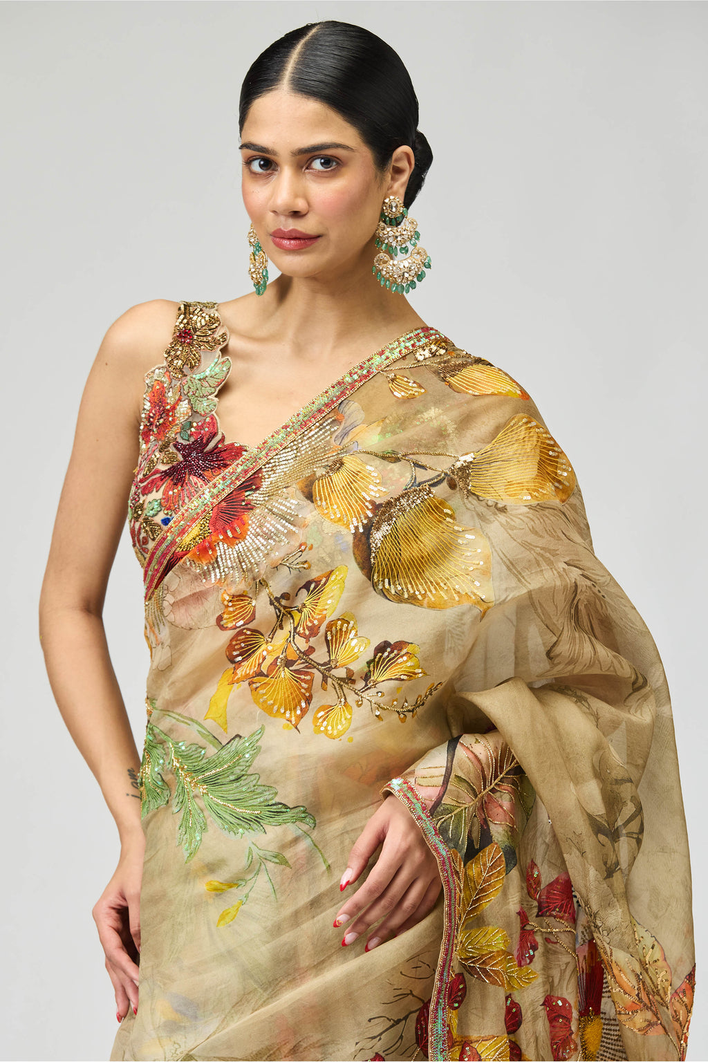 Saree Blouse Petticoat Beige