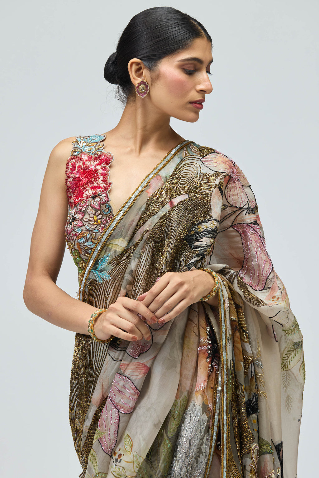 Saree Blouse Petticoat Ivory
