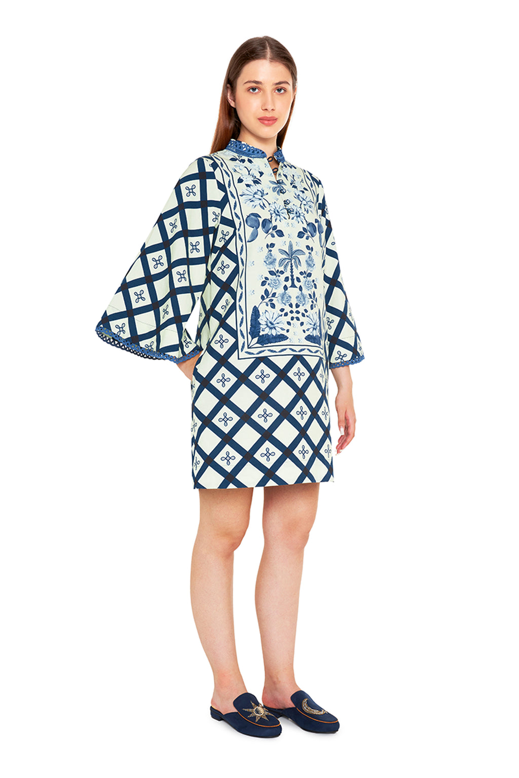 DRESS IVORY BLUE
