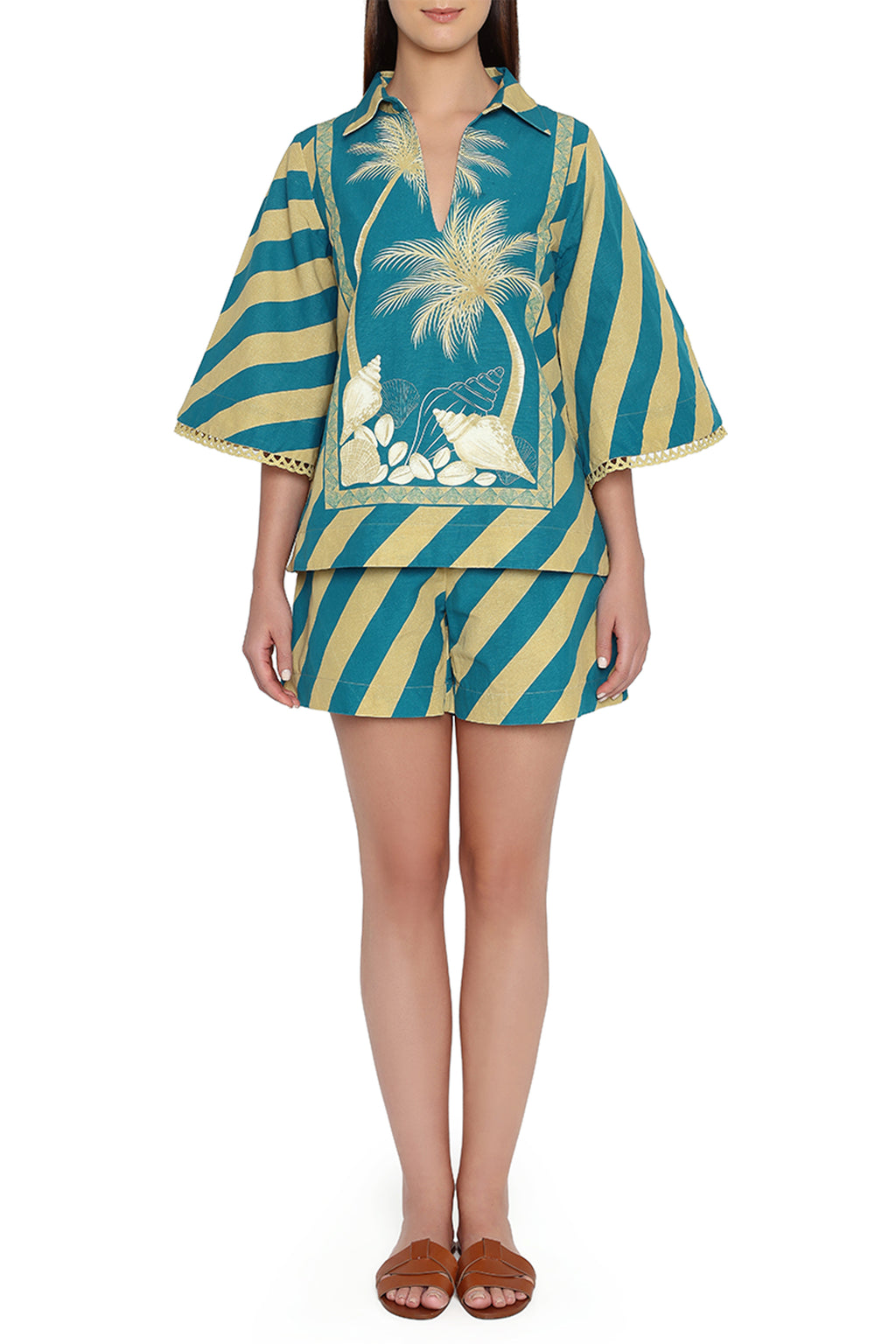 TUNIC BLOUSE BEIGE BLUE